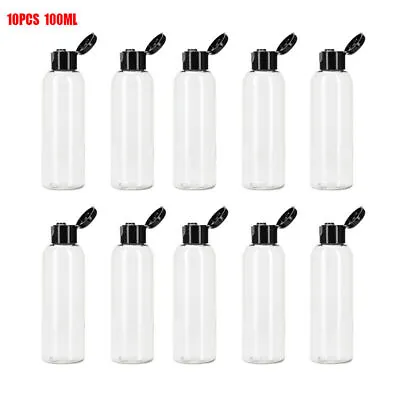 10PCS 100ML Travel Bottles For Toiletries Cleaning Black Fliptop Small Container • £5.79