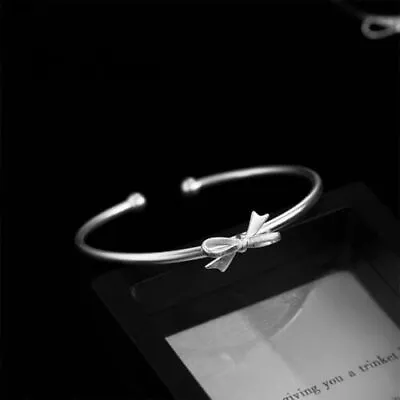 Sterling Silver Bow Bangle Bracelet Fashion Girls Jewelry Gift  • $9.99