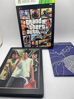 Grand Theft Auto 5 Xbox 360 Special Edition Metal Case 2 Disc Set Map • $39.99