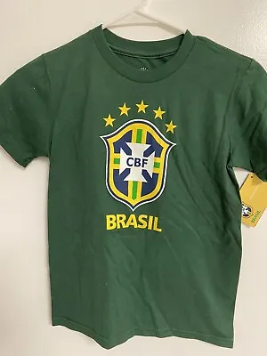 CBF Brasil  Official Merchandise Green 100% Cotton Youth Tee Medium 10-12  C • $18