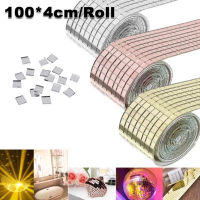 £4.69 • Buy Mirror Glass Mosaic Tiles Wall Sticker Decal Home Self Adhesive Decor Tile DIY