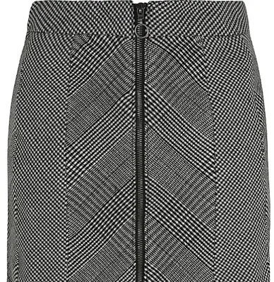 George - Grey Houndstooth Check Print Zip-Front Skirt - BNWT UK SIzes 8 - 22 • £8