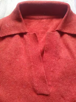 £30 • Buy Vintage S / M Orange Cashmere 3/4 Sleeved Collared Jumper