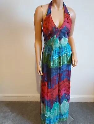 £20 • Buy COAST Multi Color Tie-dyesque Style Maxima Dress With Low Cut Neckline With...
