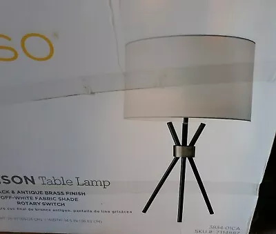 New Adesso Benson 25  Black And Antique Brass Finish Table Lamp NIB • $79