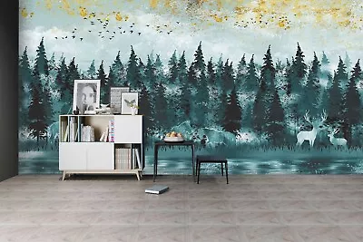 3D Green Forest ZHUA7499 Wallpaper Wall Murals Removable Self-adhesive Ann 24 • $13.04