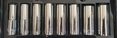 1/2  DRIVE 12pt (8) PIECE SAE STANDARD DEEP WELL MIXED BRAND SOCKET SET • $19.99