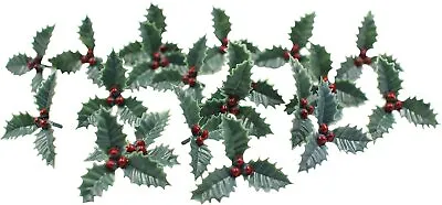 £2.75 • Buy Holly & Berry Cake Toppers Plastic Christmas Yule Log Cupcake Snow Decoration