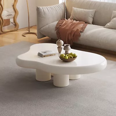 Guyii 46  White Cloud Coffee Table With 4 Leg Living Room Irregular Center Table • $184.80