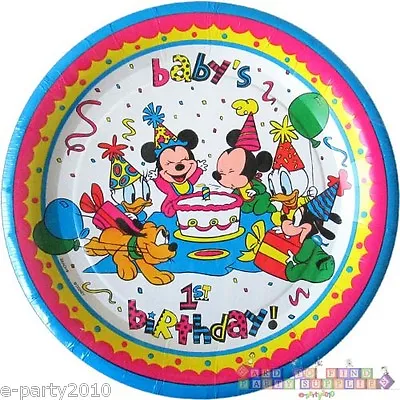 DISNEY BABIES Mickey And Minnie LARGE PAPER PLATES ~ 1st Birthday Party Supplies • $13.89