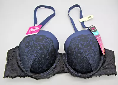 MAIDENFORM~34B~DM7549~Navy & Black Lace One Fabulous Fit 2.0 Full Coverage Bra • $19.99