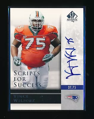 Vince Wilfork 2004 Sp Authentic Scripts For Success Rc Auto New England Patriots • $11.50