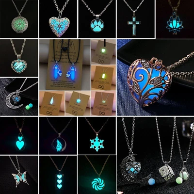 £3.22 • Buy Luminous Natural Stone Pendant Necklace Glow In The Dark Women Men Jewelry Gift