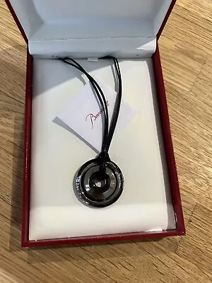 Baccarat Crystal/leather/silver925 Round Pendant BN With Box • £175