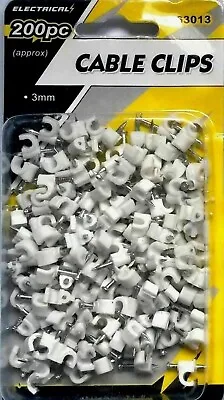 200 PACK Cable ClipsWall Clips Wall Tacks White N SHAPE 3mm Small - T31 • £4.95