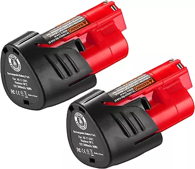 2 Packs 3.0Ah Replacement Battery Compatible With Milwaukee M 12 12V Battery  • $33.38