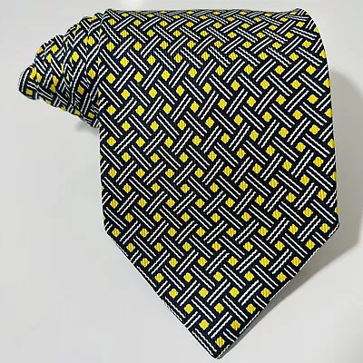 ETRO Milano BlueWhite&Yellow Silk Print Tie W Woven Design 56x4” NWOT • $27