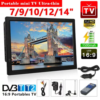 10 -14  Digital TV DVB-T-T2 Freeview 1080P HDMI Television For Car Boat 12V 240V • £98.99