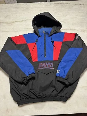 Vintage 90’s Starter Pro Line New York Giants Half Zip Pullover Jacket Sz. Large • $139.99