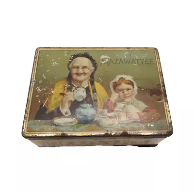 Mazawattee Tea  Old Folks At Home  Metal Tin Box 1900s Vintage Antique • $42