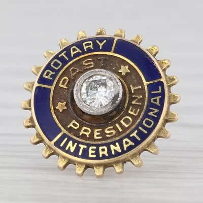 Vintage Rotary International Past President Diamond 10k Gold Member Lapel • $129.99