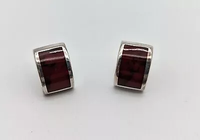 Sterling Silver & Red Jasper Earrings Mexico 925 - 8.57g • $9.99