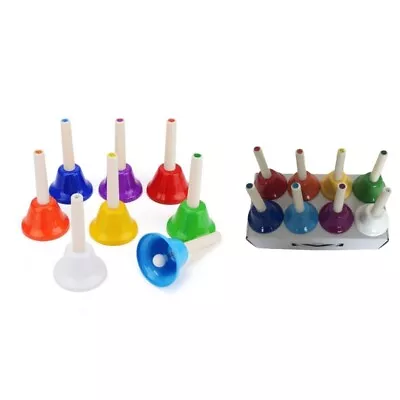 8 Note Handbells Colorful Hand Bells Musical Instrument Child Music Bells Toy • £16.27