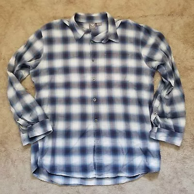 White Sierra Mens Long Sleeve Button Up Flannel Shirt Blue Plaid Size Large • $17.98
