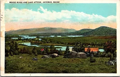Moose River & Lake Attean Jackman Maine 193? Tichnor Printed Postcard • $11.95