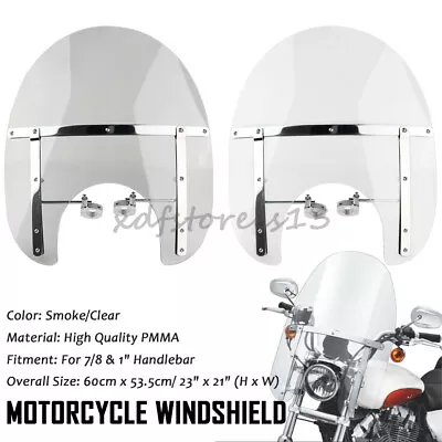 $109.72 • Buy 23 X21  Large Motorcycle Windshield Windscreen Universal For 7/8'' 1'' Handlebar