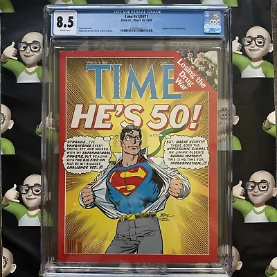 Time Magazine V#131 #11~Superman Turns 50~CGC 8.5~March 1988~Newstand • $0.01