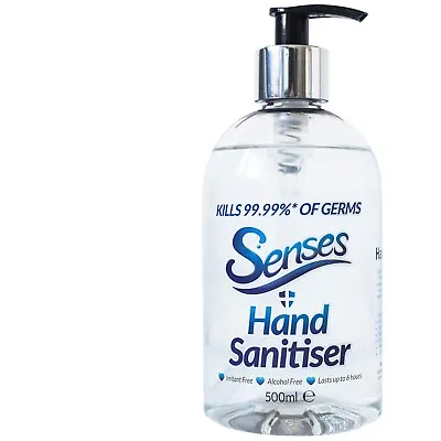 500 Ml Senses Hand Sanitiser Gel Antibacterial Kills 99.99% Alcohol Free • £4.95
