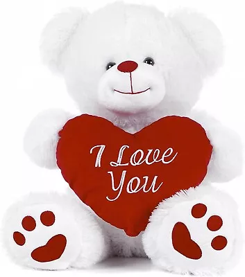 10  White Teddy With 'I Love You' Red Heart 20 Cm Soft Toy Mothers Day Birthday • £12.99