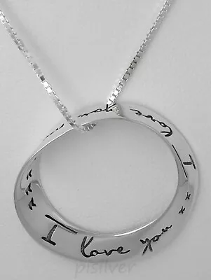 Sterling Silver I Love You More Eternity Infinity Mobius Circle Pendant Necklace • $23.45