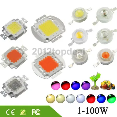 $18.50 • Buy High Power LED Chip 1W-100W COB SMD LED Bead White RGB UV Grow Full Spectrum