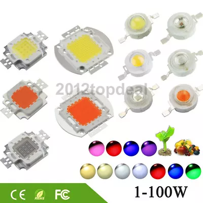 High Power LED Chip 1W-100W COB SMD LED Bead White RGB UV Grow Full Spectrum • $1.72