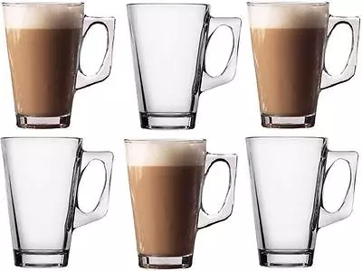 2-12 Latte Glasses 240ml Tea Coffee Cappuccino Hot Chocolate Glass Cups Mugs • £14.95