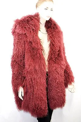 $3445 VERSACE VERSUS 38 Long Goat Hair Lamb Fur Coat Winter Jecket Women ITALY • $1999.99