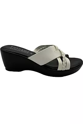 Tuscany By Easy Street Wedge Sandals Marzia White • $29.74