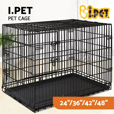 I.Pet Dog Cage Crate Kennel Cat Collapsible Metal Cages 24 ~ 48  Playpen Large • $89.95