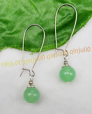 Fashion 6/8/10/12mm Multi-Color Gemstone Round Beads Dangle Silver Hook Earrings • $3.86