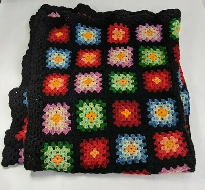 Vintage Handmade Granny Square Afghan Lap Blanket 44  X 52  • $29.99