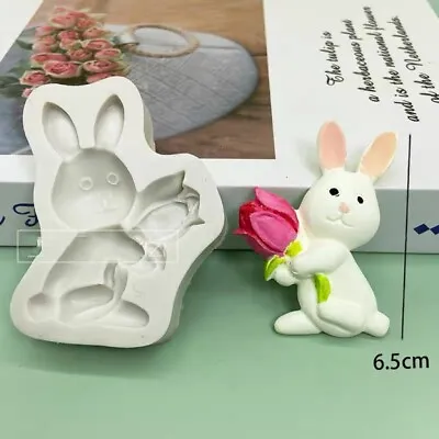 Easter Bunny Rabbit Silicone Fondant Mold Clay Gypsum Wax Candy Cake Baking Tool • £3.99