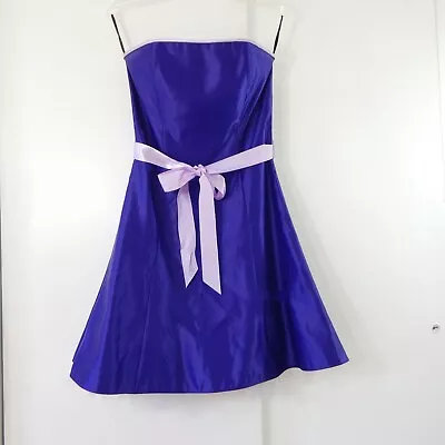 Vintage Y2K JESSICA MCCLINTOCK GUNNE SAX Dress Strapless Satin Prom Purple 9 10 • $44.99