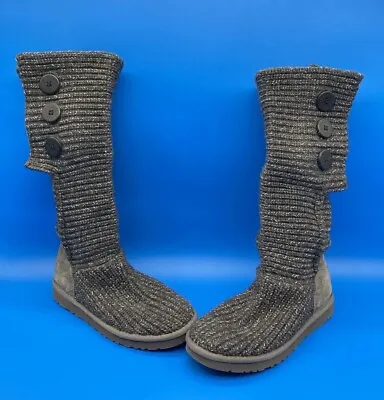 UGG 1876 Women's Cardy Classic Knit Tall Gray Sweater Boots Size 8 • $39.99