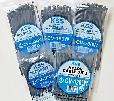 500 X Black Nylon Zip Cable Ties UV Resistant KSS QUALITY Assorted Mix Sizes Kit • $33.60