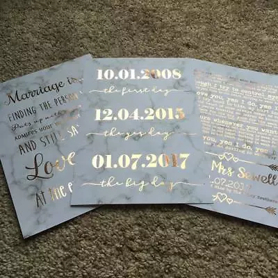 £6.95 • Buy A5 1st First Paper Wedding Anniversary FOIL Prints Wedding Song. PERSONALISED