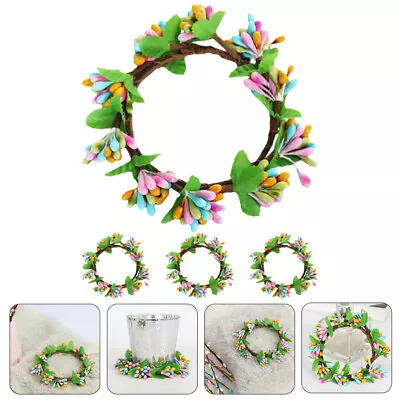  4 Pcs Candle Rings Wreaths Easter Centerpieces For Tables Flowers • £10.25