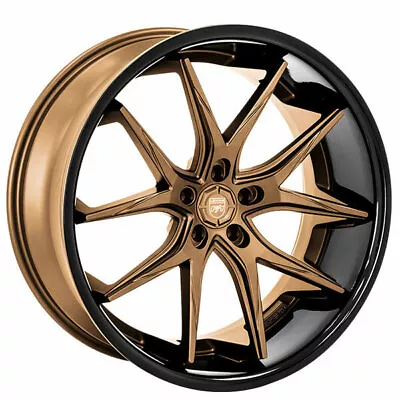 (4) 20  Lexani Wheels R-Twelve Satin Bronze Center W Black Lip Rims (B43) • $2279