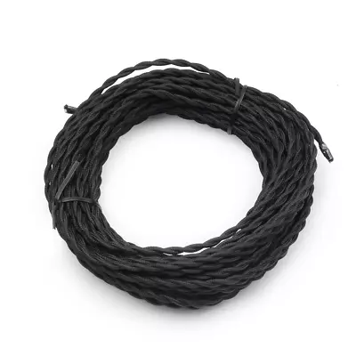 Supmart Black Twisted Cloth Covered Wire 2-Conductor 18-Gauge Antique Fabric 50 • $28.18